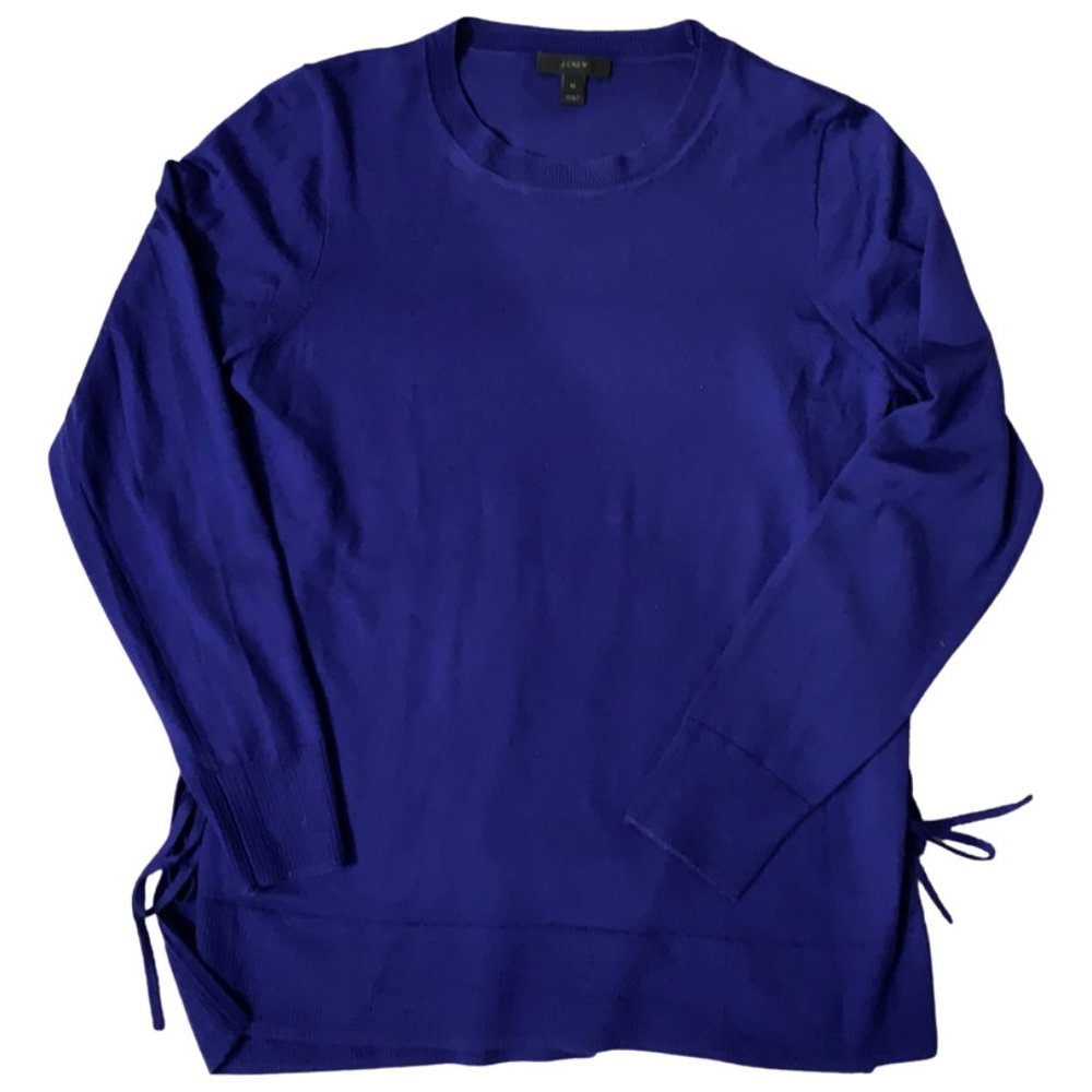 J. Crew Merino Sweater with Side Slits and Ties Cobalt Blue SIZE M Great Cond.